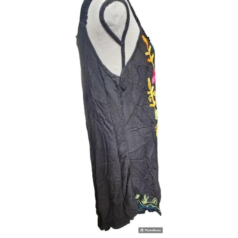 Exist Black Embroidered Boho Dress One Size Flowy Hippie - Picture 4 of 8